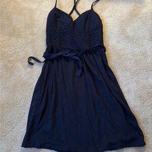 Elegant Navy Blue Lace Dress